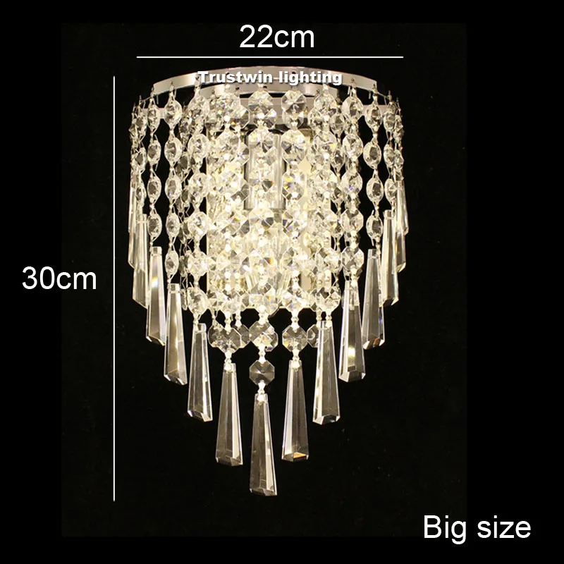 silver big size Европейский Американский стеклянный Хрустальный настенный светильник бра серебристого цвета декоративный фойе гостиная прикроватный настенный ламповый светильник - Цвет абажура: silver big size