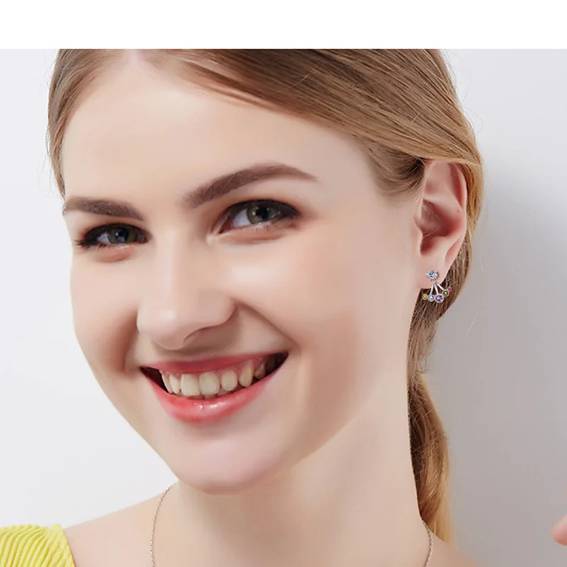 Разноцветные серьги LuxJuly в Корейском стиле из серебра 925 пробы украшенные