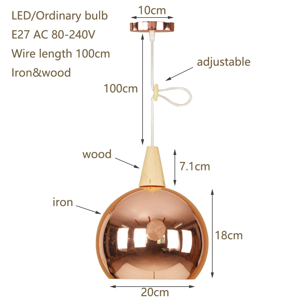 Европейский современный подвесной светильник из железного дерева LED E27