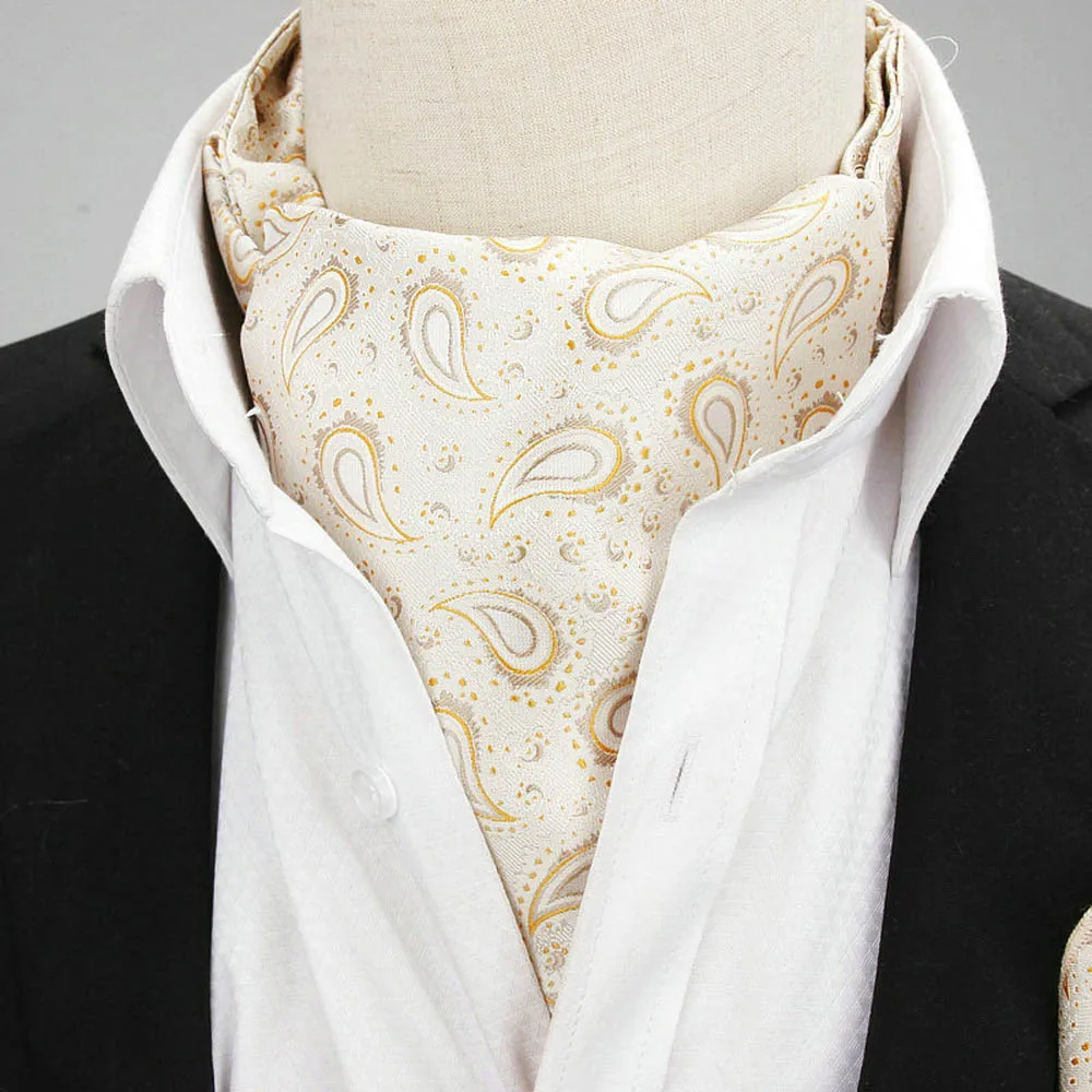 Beige Мужские высококачественные шарфы Ascot с узором пейсли, галстуки для мужчин YFTIE0376 - Цвет: Beige