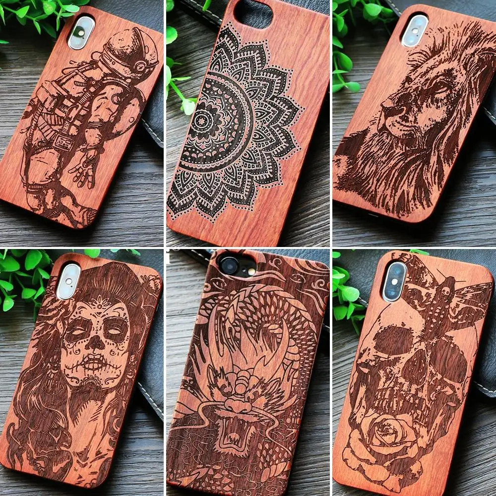 Деревянный чехол для телефона мандалы iPhone 6 6S 7 8 Plus X XS MAX XR Samsung Galaxy S7 Edge S8 Note 9