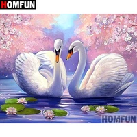 homfun 5d diy diamond painting full squareround drill white swan 3d embroidery cross stitch gift home decor a02007