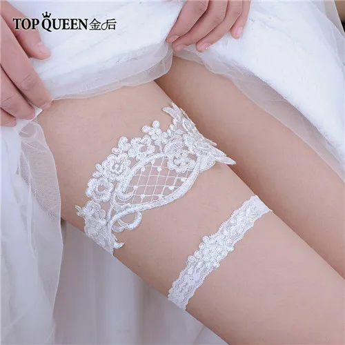 one set TOPQUEEN TH0304 2 шт Свадебные вечерние женские кружевные сексуальные с бантом на ноги Подвязки Пояс свадебное нижнее белье Мягкие носки подвязка пояс ноги кольцо - Цвет: one set