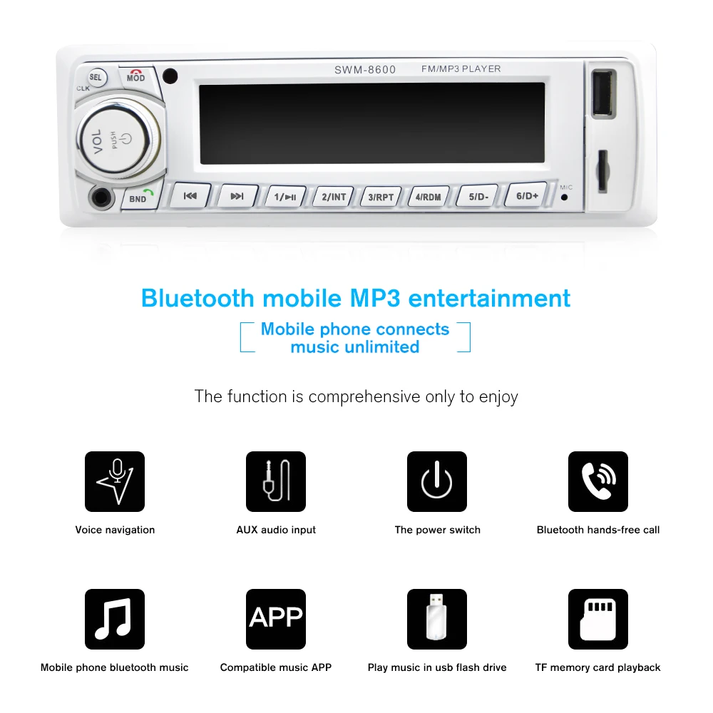 AMPrime Автомобильный MP3-плеер 1Din автомобильный Радио мультимедийный плеер Bluetooth fm-радио Авто mp3 AUX USB TF 1 Din авторадио радио стерео