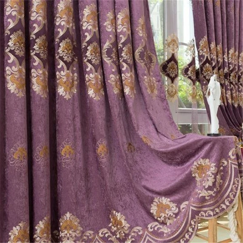 Зеленые коричневые фиолетовые 3 цвета европейские Роскошные затемненные шторы с
