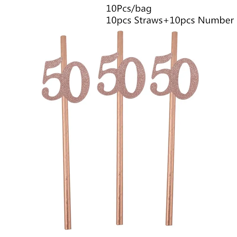 Rosegold 50 Chicinlife розовое золото 30 40 50 60 лет шар кекс Топпер соломинка с днем рождения Юбилей взрослых Декор поставки - Цвет: Rosegold 50