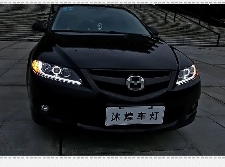 Автомобильные фары для Mazda 6 от 2003- фары 1 угол глаз 2 Q5 Bi Xenon HID D2H объектив Низкий Луч мазда 6 налобный фонарь светодиодный DRL