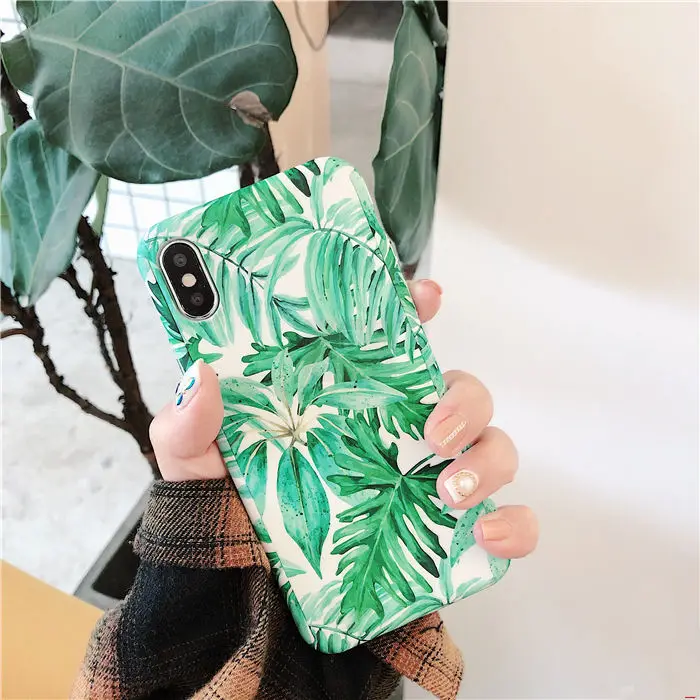 QINUO чехол для телефона для iPhone 11 Pro Max 6 6S 7 8 Plus X XR XS Max 5 5S SE свежие листья 360 градусов Полная Защита задняя крышка - Цвет: 18