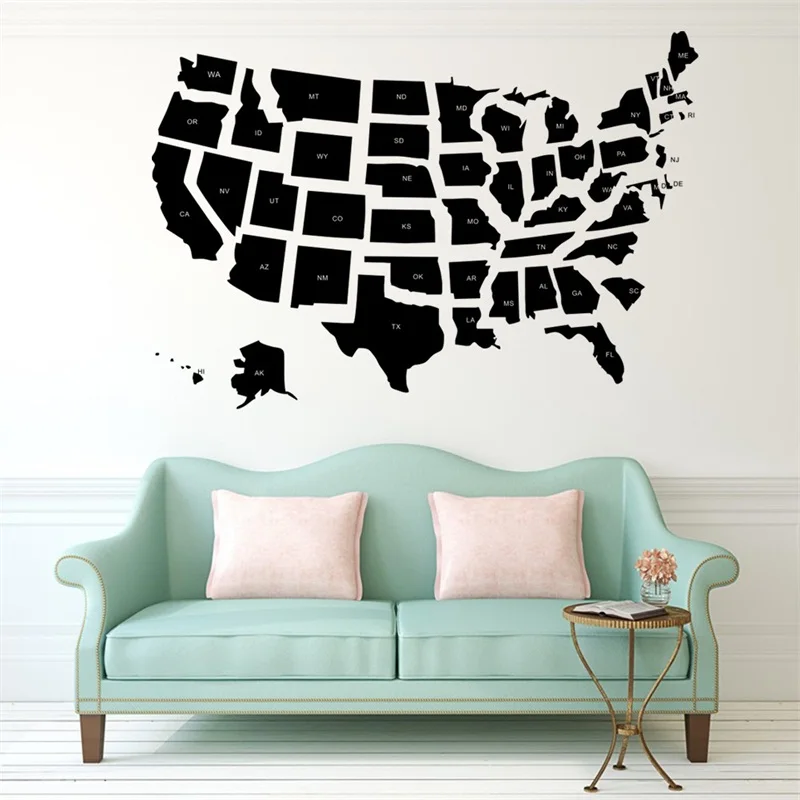 GB408 USA American Map Pattern wall art bedroom decorative stickers diy home decals mural poster vinyl paper | Дом и сад