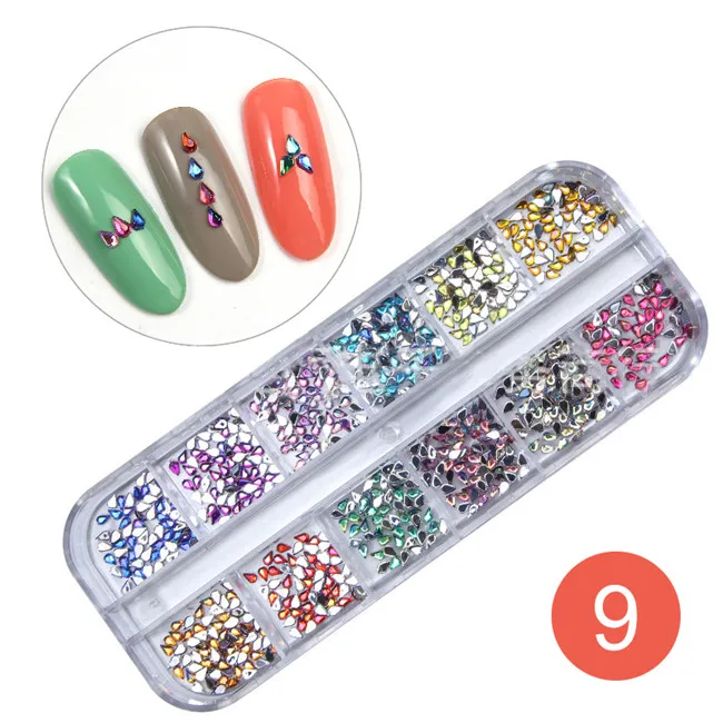 9 Multi-size Nail Rhinestones 3D Crystal AB Clear Nail Stones Gems Pearl DIY Nail Art Decorations Gold Silver Rivet Rhinestone - Цвет: 9