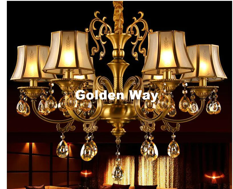 Купи European Modern 6L Design Brass Bronze Finish Crystal Chandelier Lamp Bronze E14 LED AC Light Fixture Lustre Suspension Lighting за 19,335 рублей в магазине AliExpress