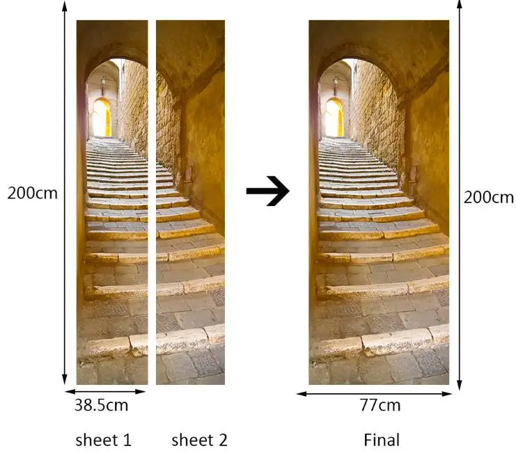 stone stairs 200x38,5 см 2 шт./компл. Водонепроницаемый имитация Манхеттен Нью-Йорк 3D двери Стикеры самоклеющийся винил ПВХ дома украшение стены палку - Цвет: stone stairs