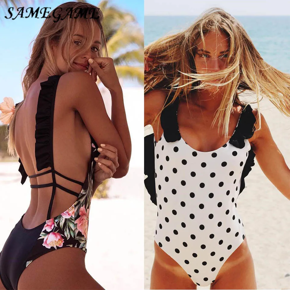 Женский купальник-монокини SAMEGAME купальный костюм с вырезами и завязками пляжная