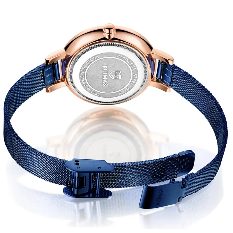 Женские наручные часы Ruimas роскошные цвета розового золота минимализм звездное