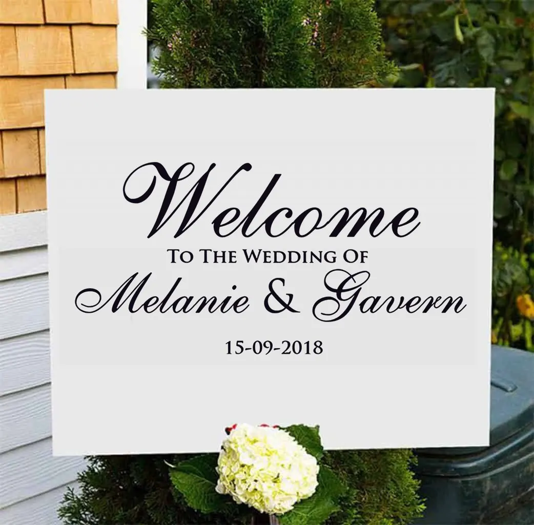 

Custom Wedding Decal Personalized Bride And Groom Name,date,Welcome To The Wedding Sign Sticker Art Decor Gift Mural WE07