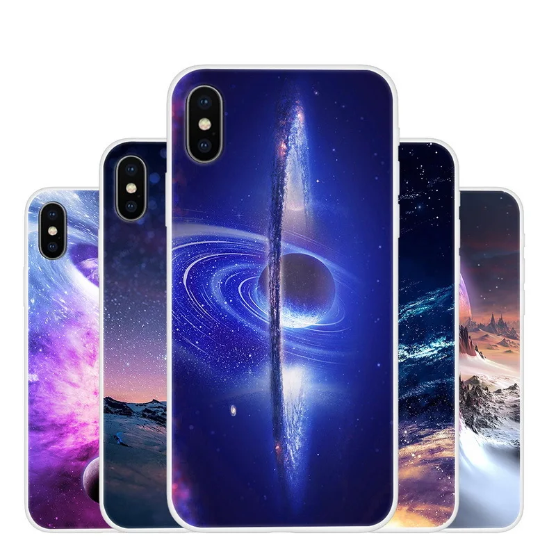 Чехол для Iphone X XS Max XR 8 7 6 6S Plus мягкий чехол с рисунком звездного неба Луны