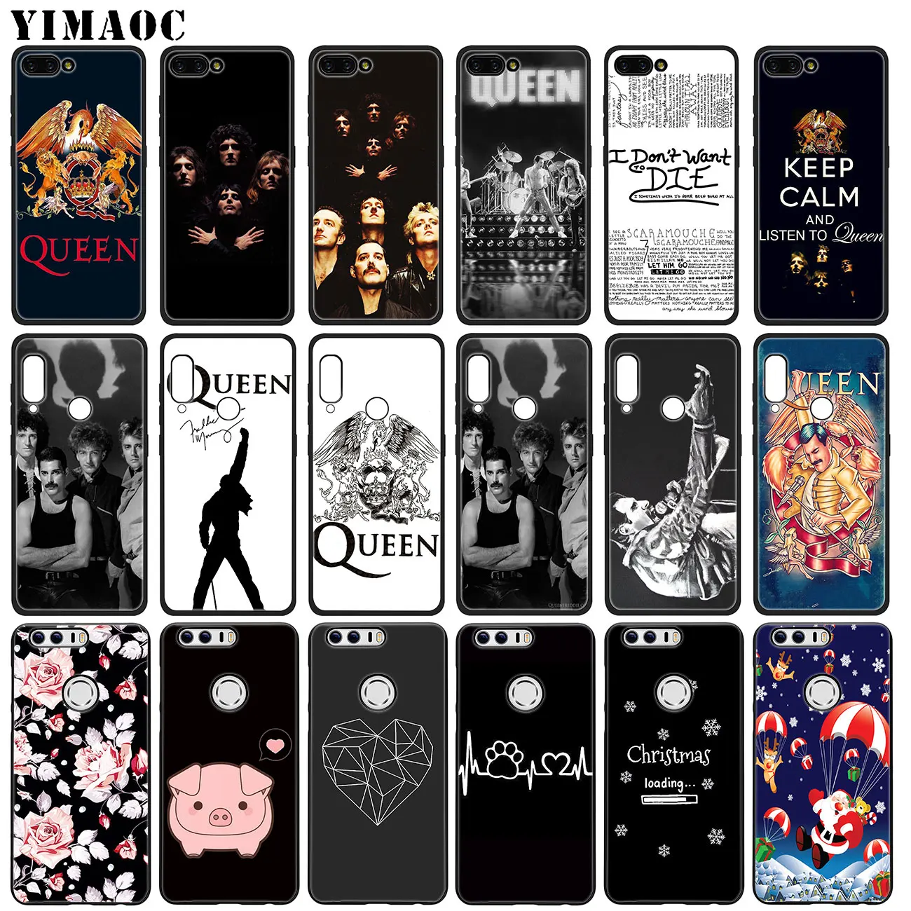 Мягкий силиконовый чехол YIMAOC Queen Rock Group для Huawei Honor 20 Pro 8C 8X 8 9 9X 10 Lite 7X 7A черный