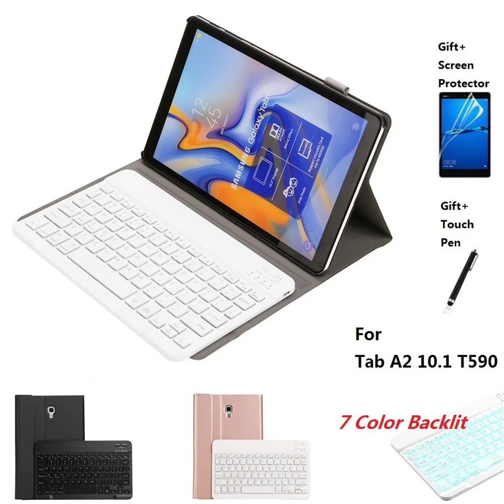 Кожаный чехол с клавиатурой подсветкой 7 цветов для Samsung Tab A2 10 5 T590 T595 2018|Чехлы