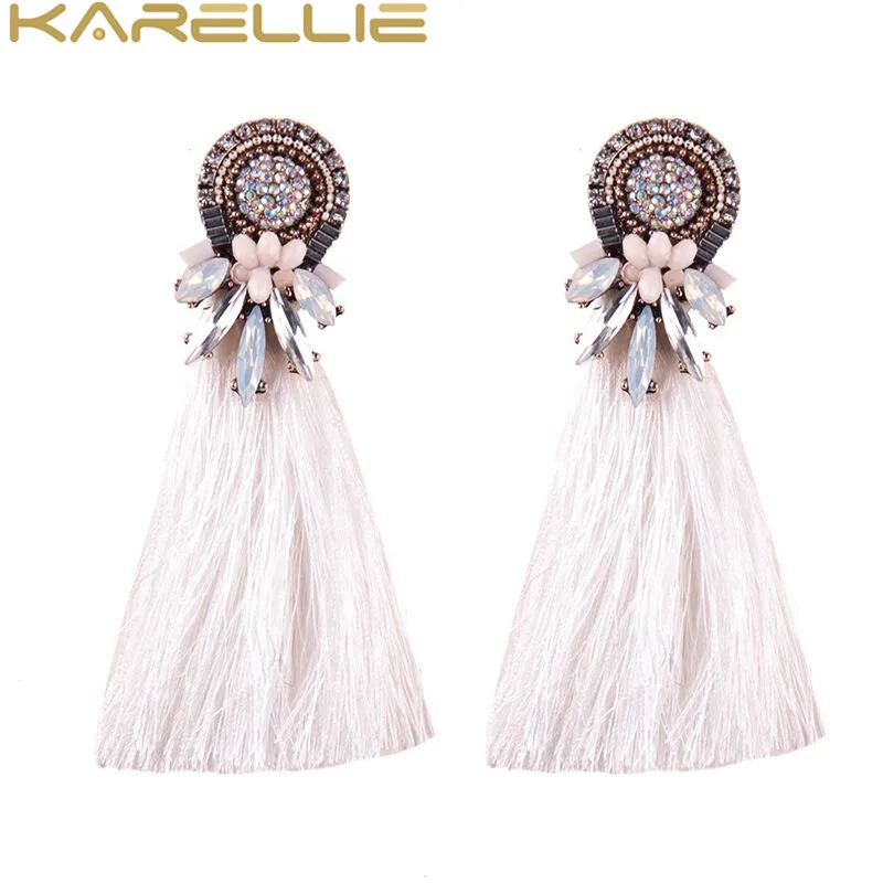 KARELLIE Women Hot Rhinestone Tassel Statement Earring Ethnic Drop Earrings for Gifts Fashion Party Jewelry Wholesale | Украшения и