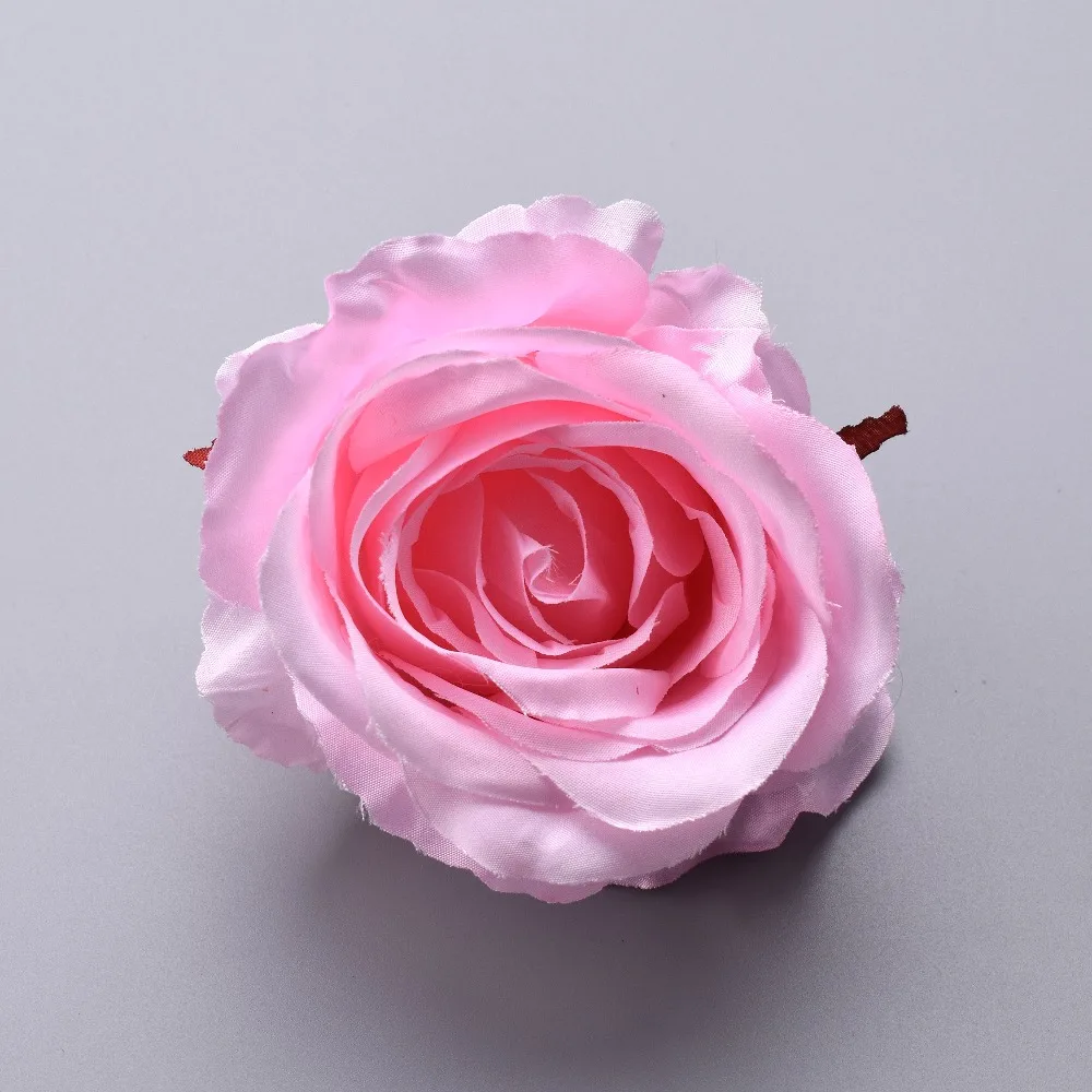 

4PCS Silk Blooming Pink White Roses Artificial Flower Head For Wedding Decoration DIY Wreath Gift Scrapbooking Big Craft Flower