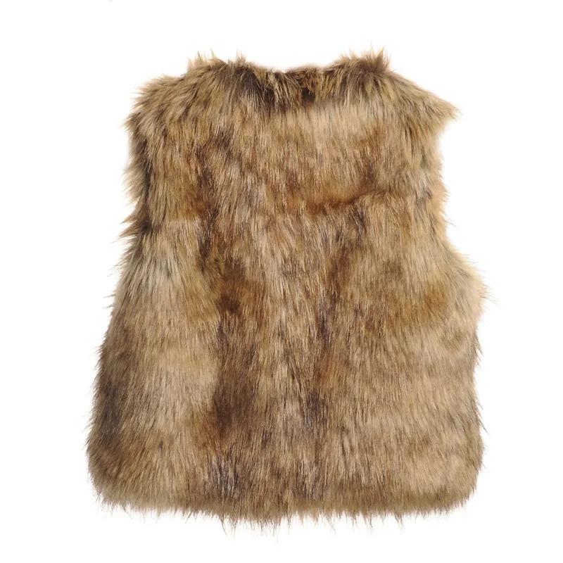 Однотонный жилет из искусственного меха для маленьких девочек 1 шт. осенне зимняя