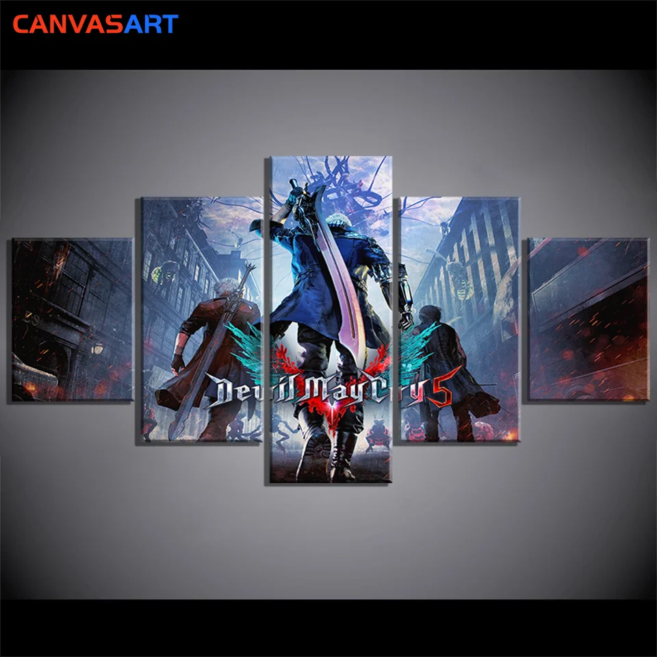 Холст Искусство видеоигры Devil May Cry 5 Плакат Картина на холсте принт Неро Данте