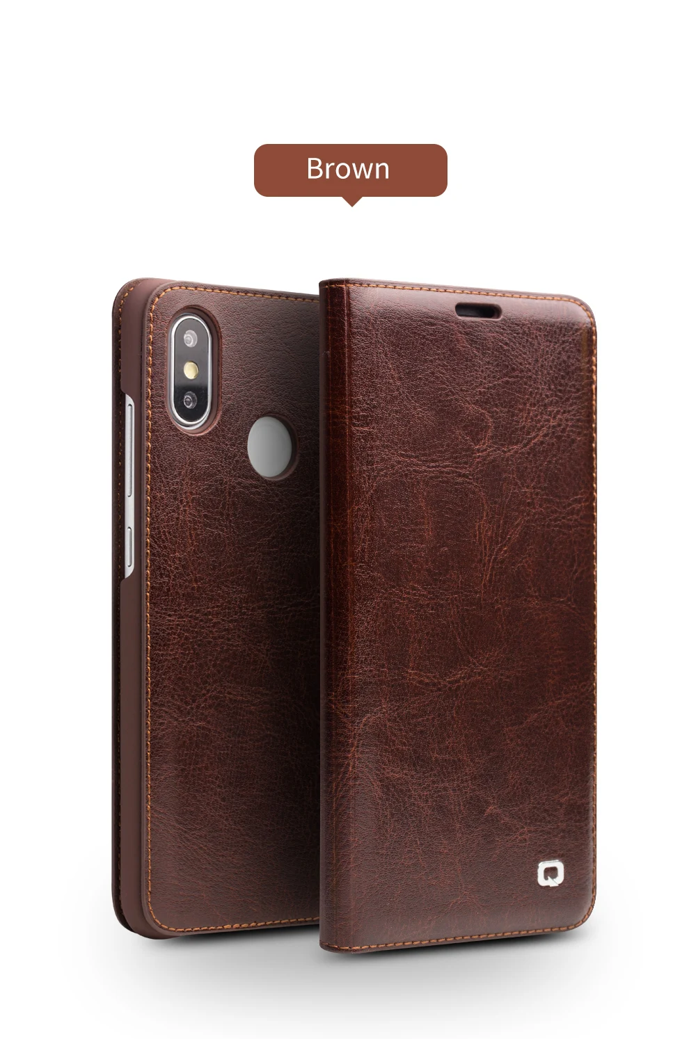 QIALINO Чехол-книжка из натуральной кожи с отделением для карт для Xiaomi mi 8, винтажный Чехол ручной работы с полной защитой для телефона Xiao mi 8 6,21 дюймов