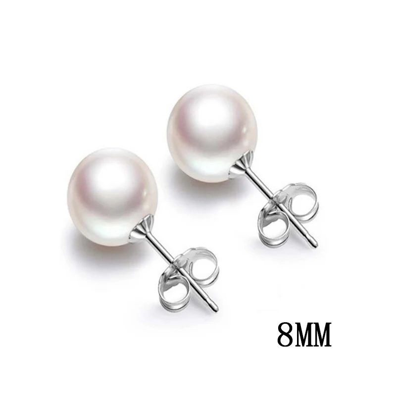8MM White pearl DR. цена, жемчужные серебряные 925 серьги-гвоздики, хорошее ювелирное изделие, 8 мм, розовые и белые жемчужные серьги в виде раковины для женщин - Цвет камня: 8MM White pearl