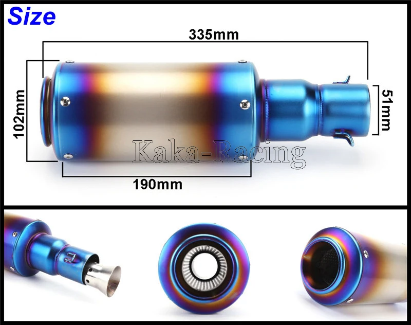 На входе 51 мм Универсальный Akrapovic мотоцикл глушитель выхлопной трубы для ZX6R ZX10R MT07