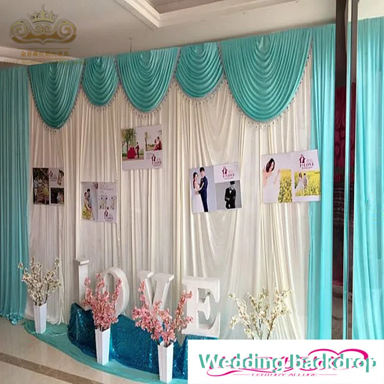 

Romantic Wedding Backdrop Swags 3X6M 20ft (w) x 10ft (h) Ice Silk Backdround Curtain Party Wedding Decoration Free DHL