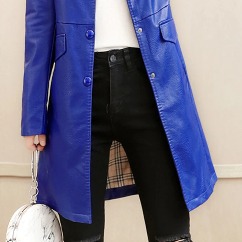 Женская куртка из искусственной кожи осеннее пальто 2018 модная женская длинная