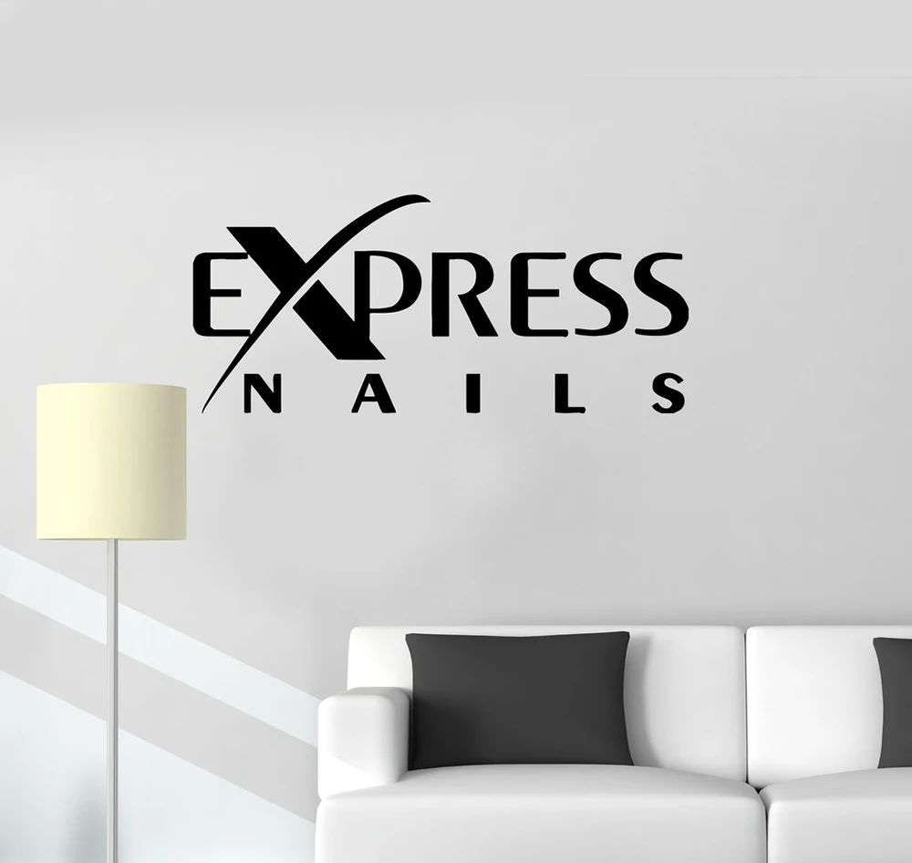 Express Nails Quote логотип наклейка на стену виниловые наклейки для салона красоты