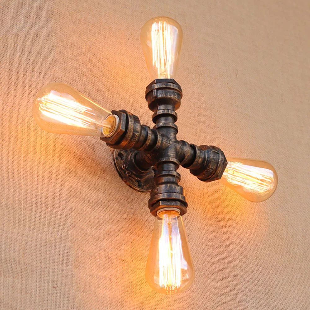 Винтажные светильники E27 в стиле лофт лампы для освещения индастриал 4 лампочки