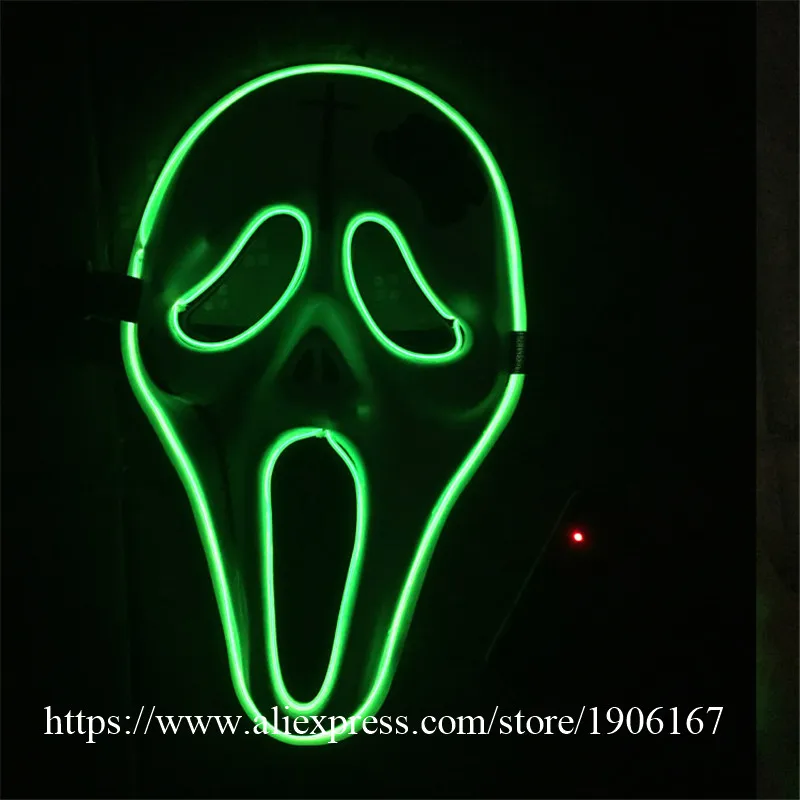 Зеленая светящаяся маска EL Wire для Хэллоуина ночного клуба вечеринки маскарадные