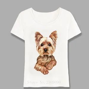 Футболка женская в стиле Харадзюку, цветная Повседневная футболка с рисунком йоркширского терьера, с надписью Love My Dog, лето футболка с картиной