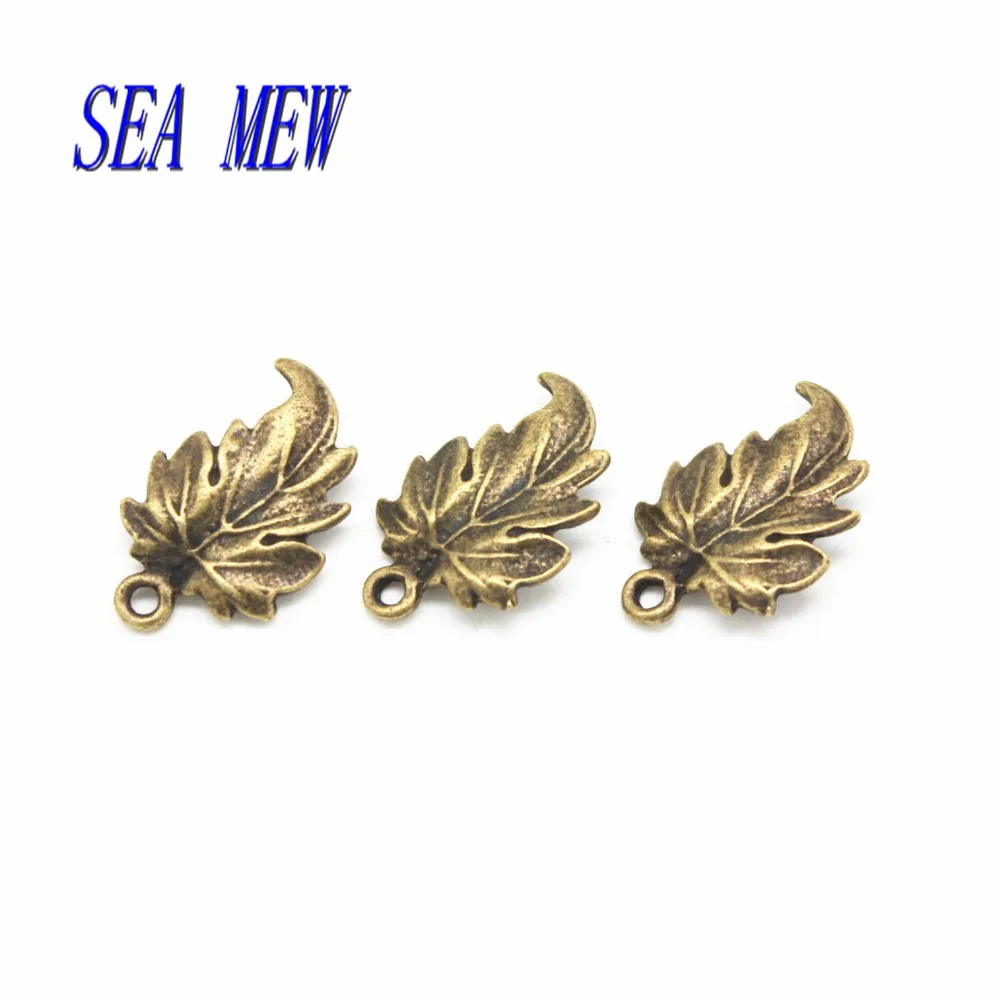 SEA MEW 19*12 мм Винтажный стиль металлический сплав кленовый лист соединители Кулон