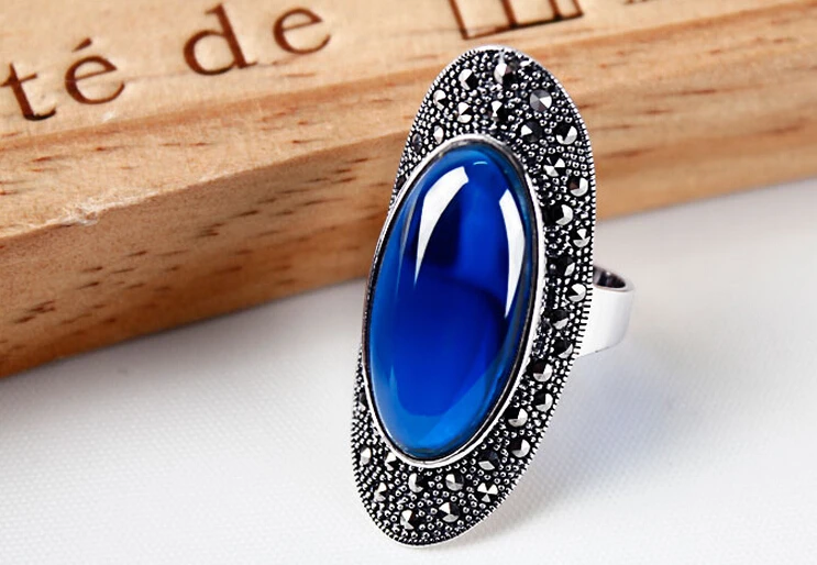 Кольцо + 412 черный зеленый синий драгоценный камень длинный палец большое кольцо