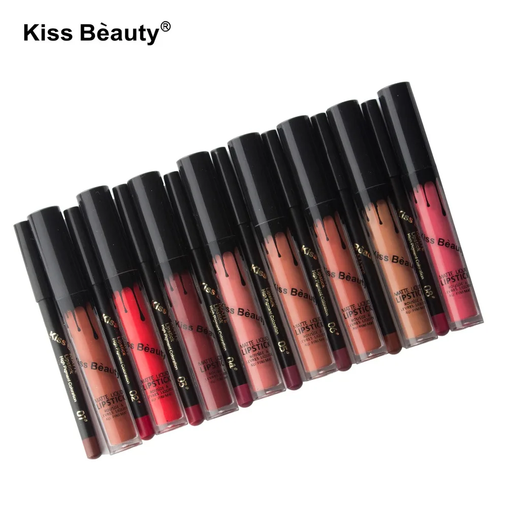 Kiss beauty maquiagem Матовая жидкая помада карандаш стойкий водонепроницаемый блеск для