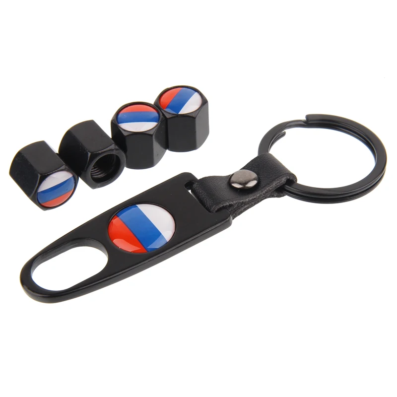 4Pcs/Set Rline Russia Logo Metal Car Tire Valve Stem Cap Air Dust Covers Tool Wrench Keychain Styling For Russian Flag | Автомобили и