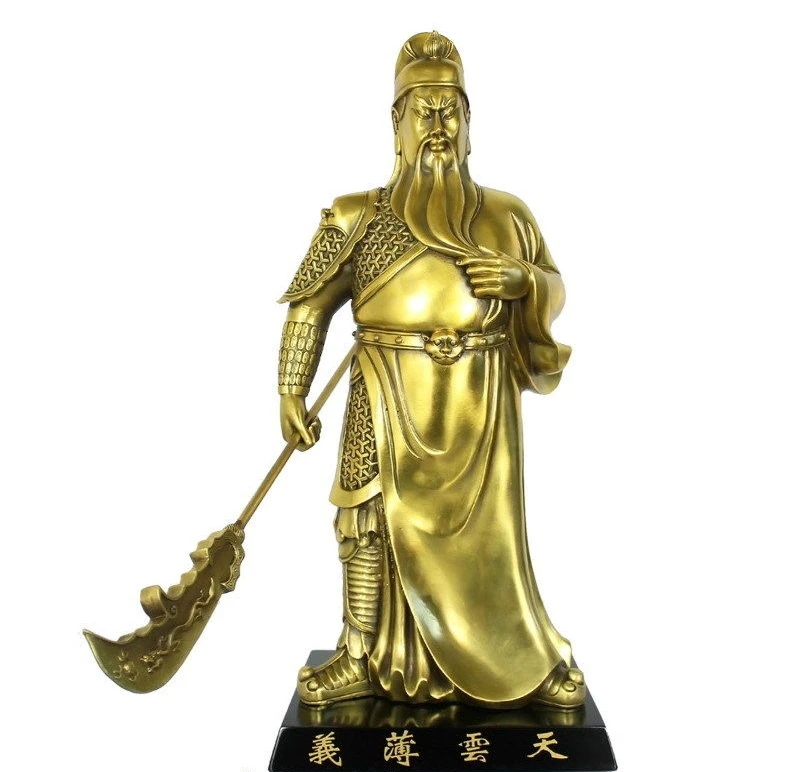 Китайская латунная медная Изысканная лоялизм guan Gong Yu God Warrior hold меч статуя | Дом и