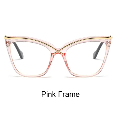 Pink Frame Ralferty, негабаритные очки кошачий глаз, прозрачная оправа, женские ретро большие оптические оправы, прозрачные очки, аксессуары F92107 - Цвет оправы: Pink Frame