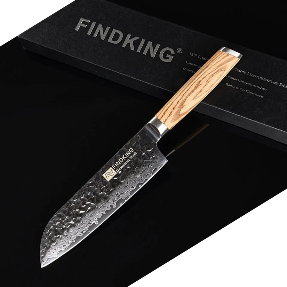 FINDKING 2017 Новый Zebra деревянная ручка дамасский нож 7 дюймов santoku шеф-повар 67 слоев