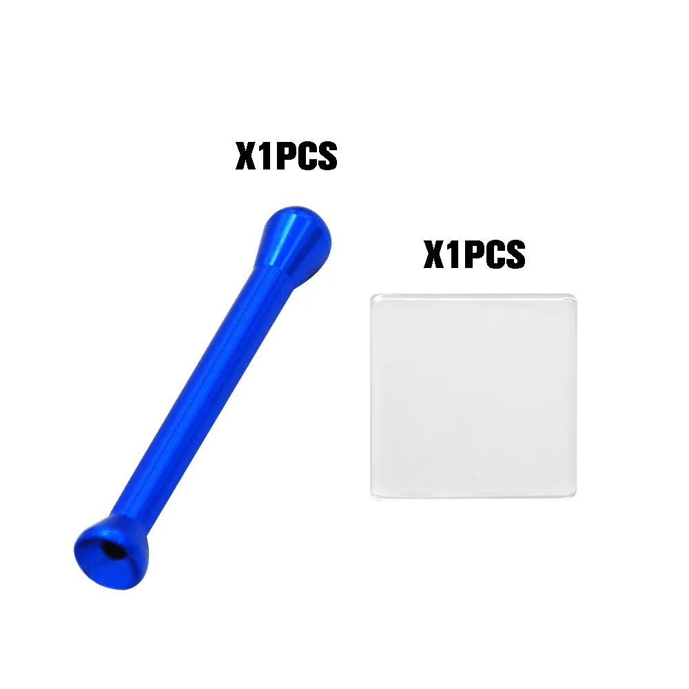 blue with galss mat Стеклянный нюхательный коврик для храпа+ алюминиевый 70 мм нюхательный соломенный носовой дозатор нюхательный нюхатель трубка ракета аксессуары для курения - Цвет: blue with galss mat