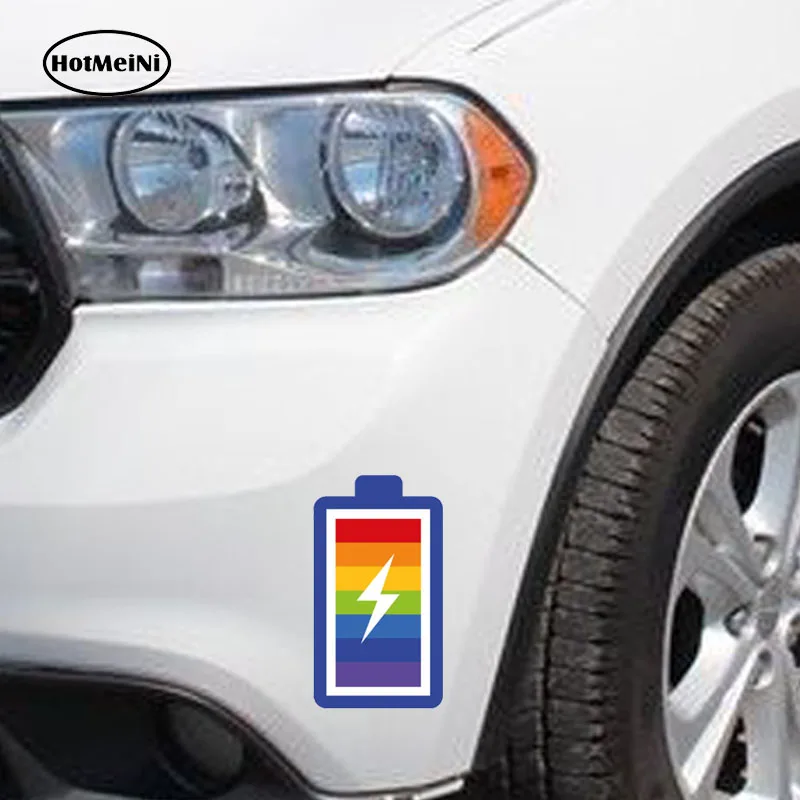 HotMeiNi Personality LGTB Gay Pride Rainbow Battery PVC Decal Car Sticker Body Bumper Accessories 7CM*13CM | Автомобили и