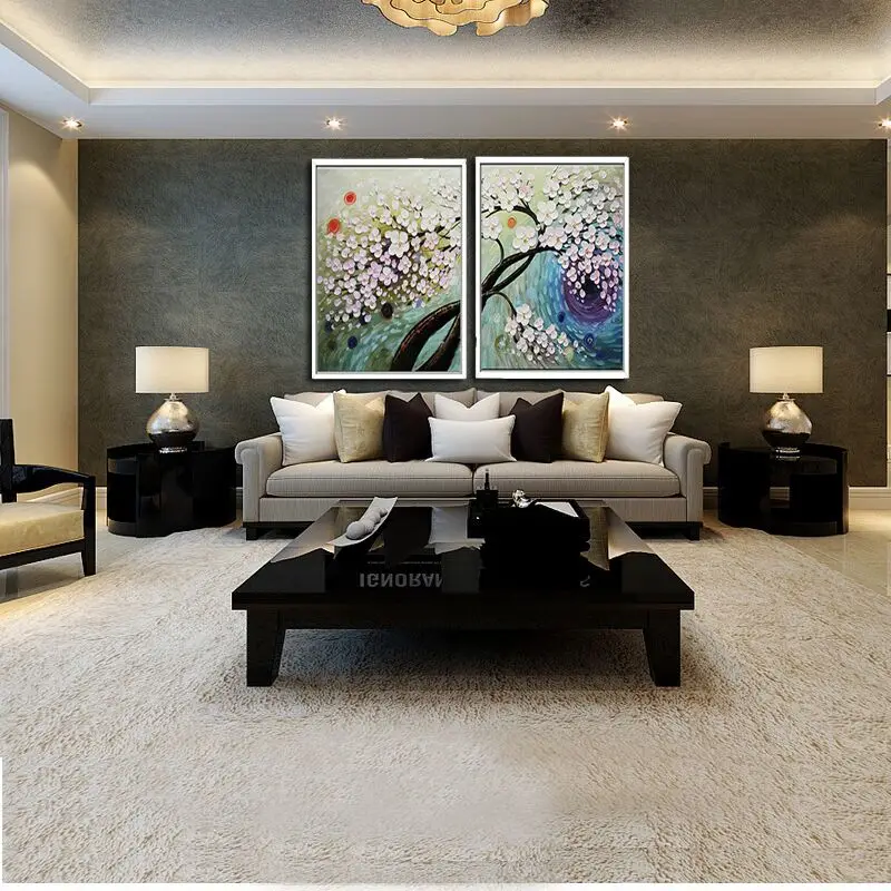 Недорогой большой холст искусство розовый цветок 2 панели абстрактная картина