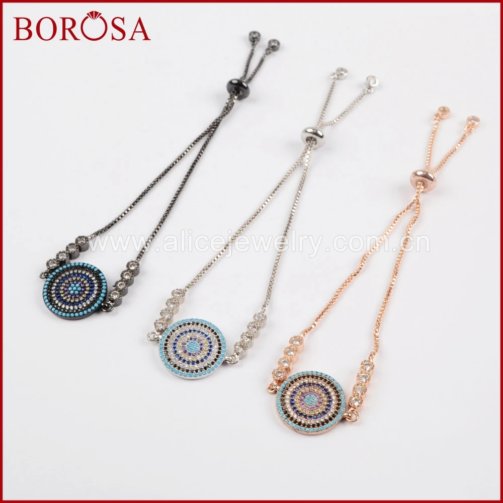 

BOROSA 5 шт. ручной работы CZ микро паве Цирконий камень круглый соединитель коробка цепь браслет Drusy для женщин модные ювелирные изделия WX650