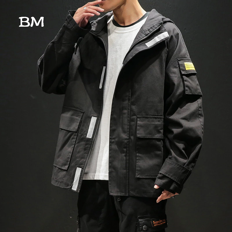 Мужская куртка в Корейском стиле большой размер 5XL с капюшоном хип хоп уличная