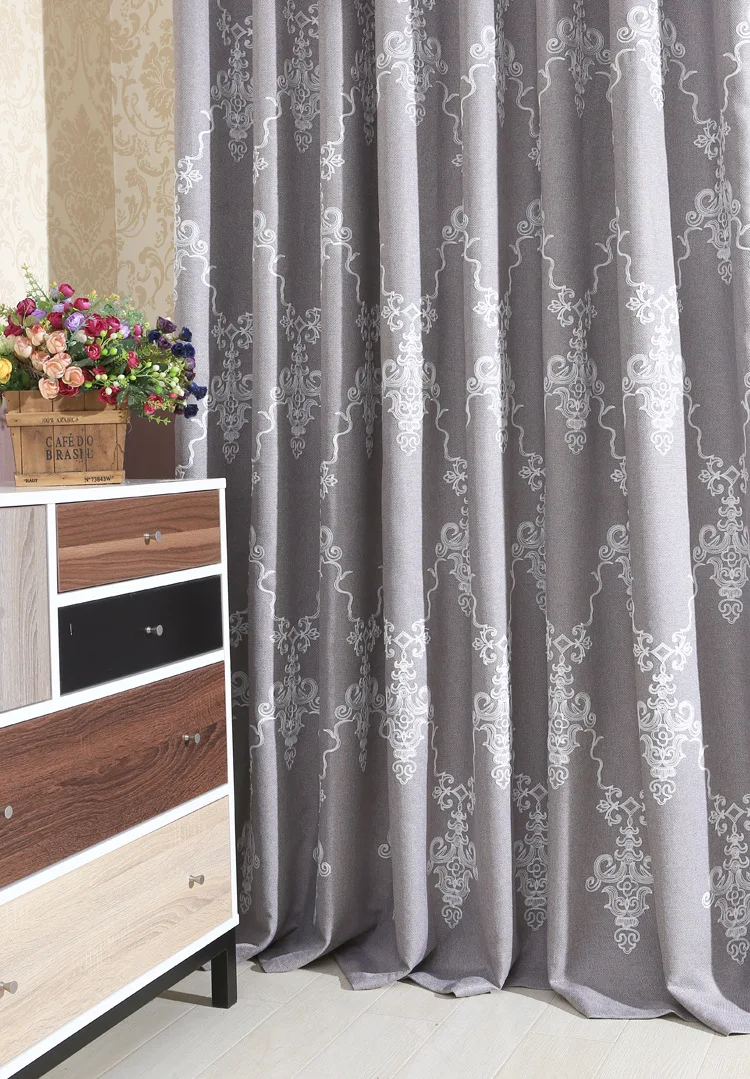 Шторы из хлопка с вышивкой Lighthouse современные затемняющие шторы серого цвета для
