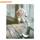 Картина по номерам CHENISTORY, Современная Настенная картина с белыми цветами сделай сам, домашнее украшение для гостиной, Искусство 40 х50