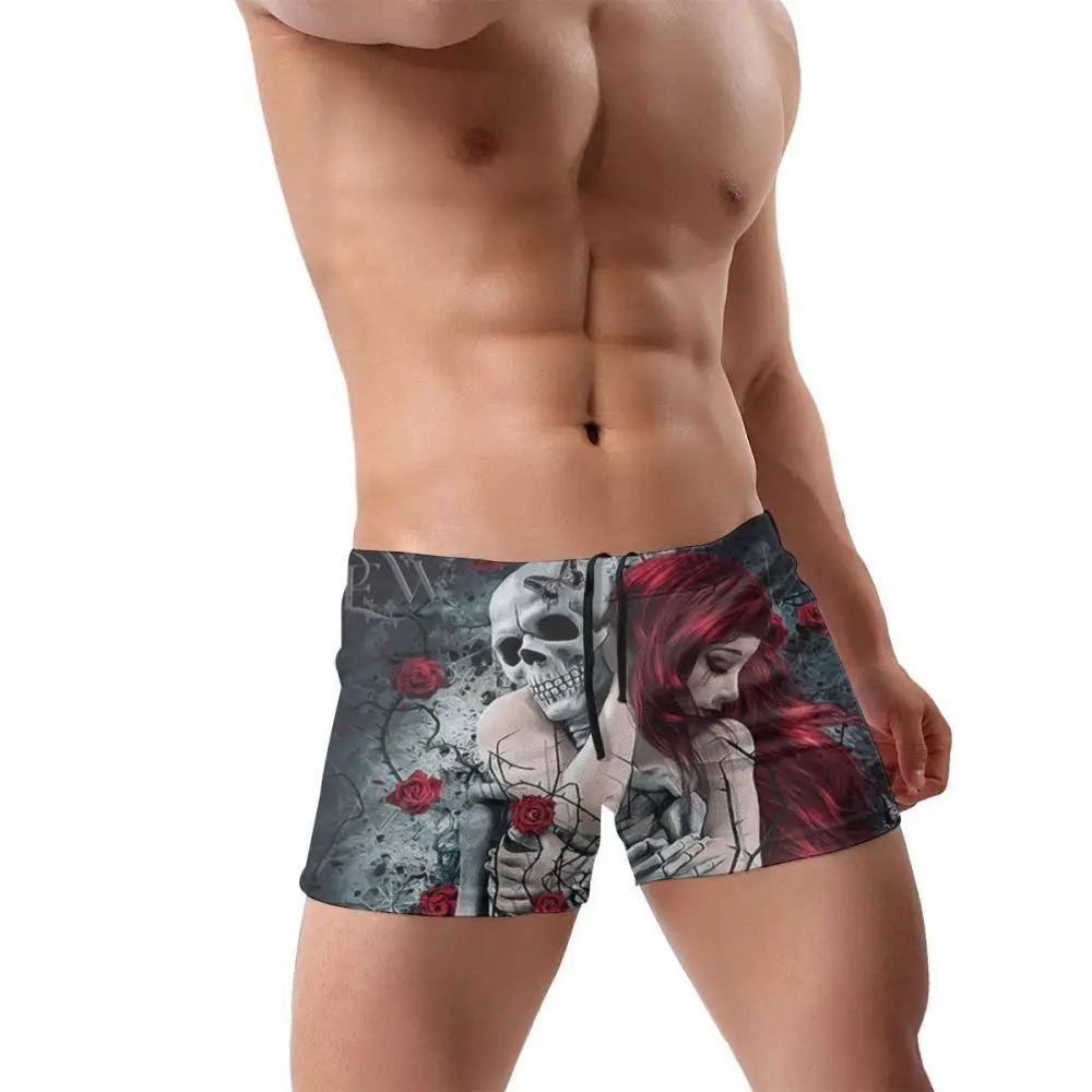 Рыжеволосый женский объятие череп скелет узор 3D печать Speedo мужские купальные мужские плавки мужские боксеры купальники с низкой талией